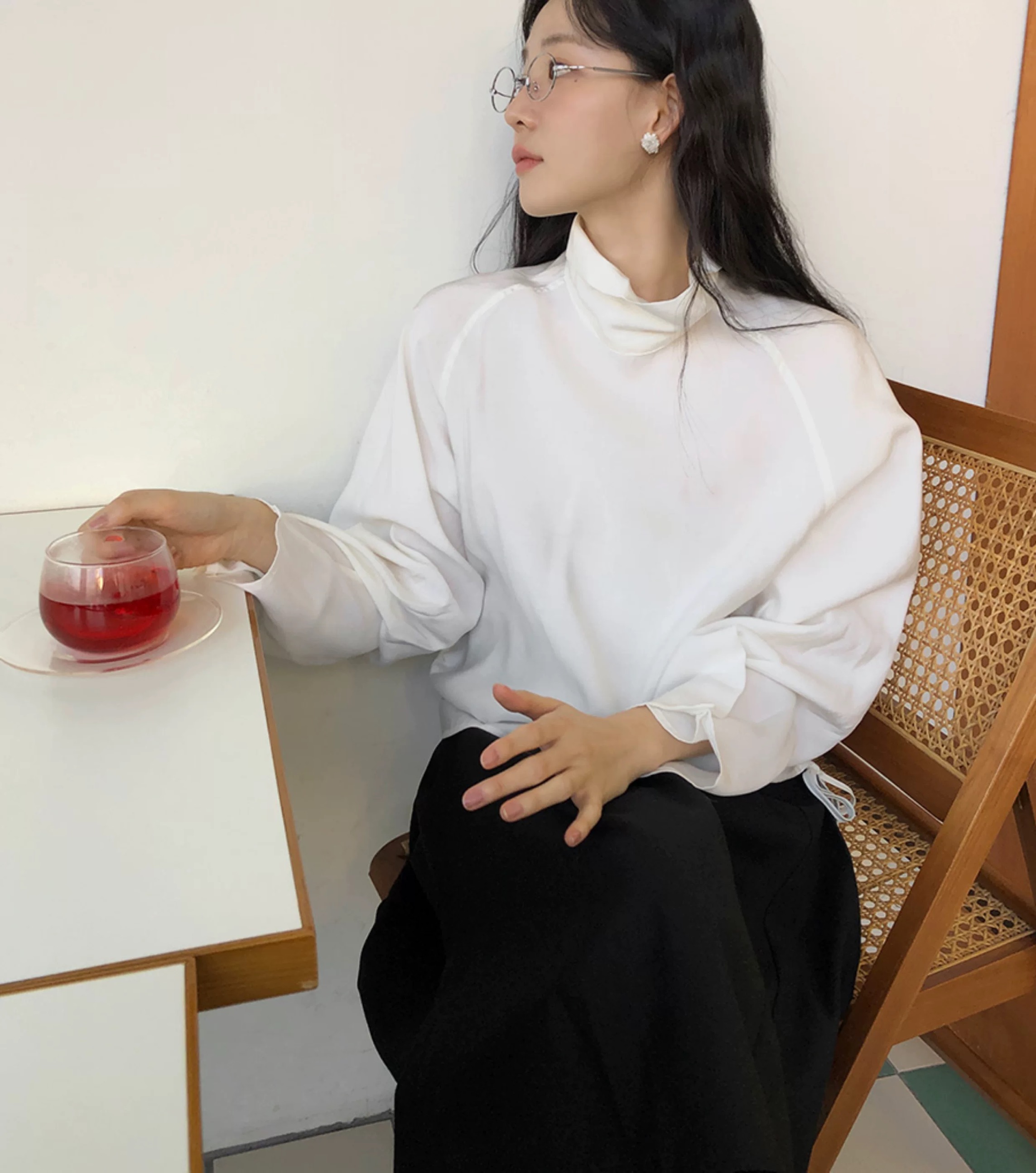 BS側抽繩柔感罩衫