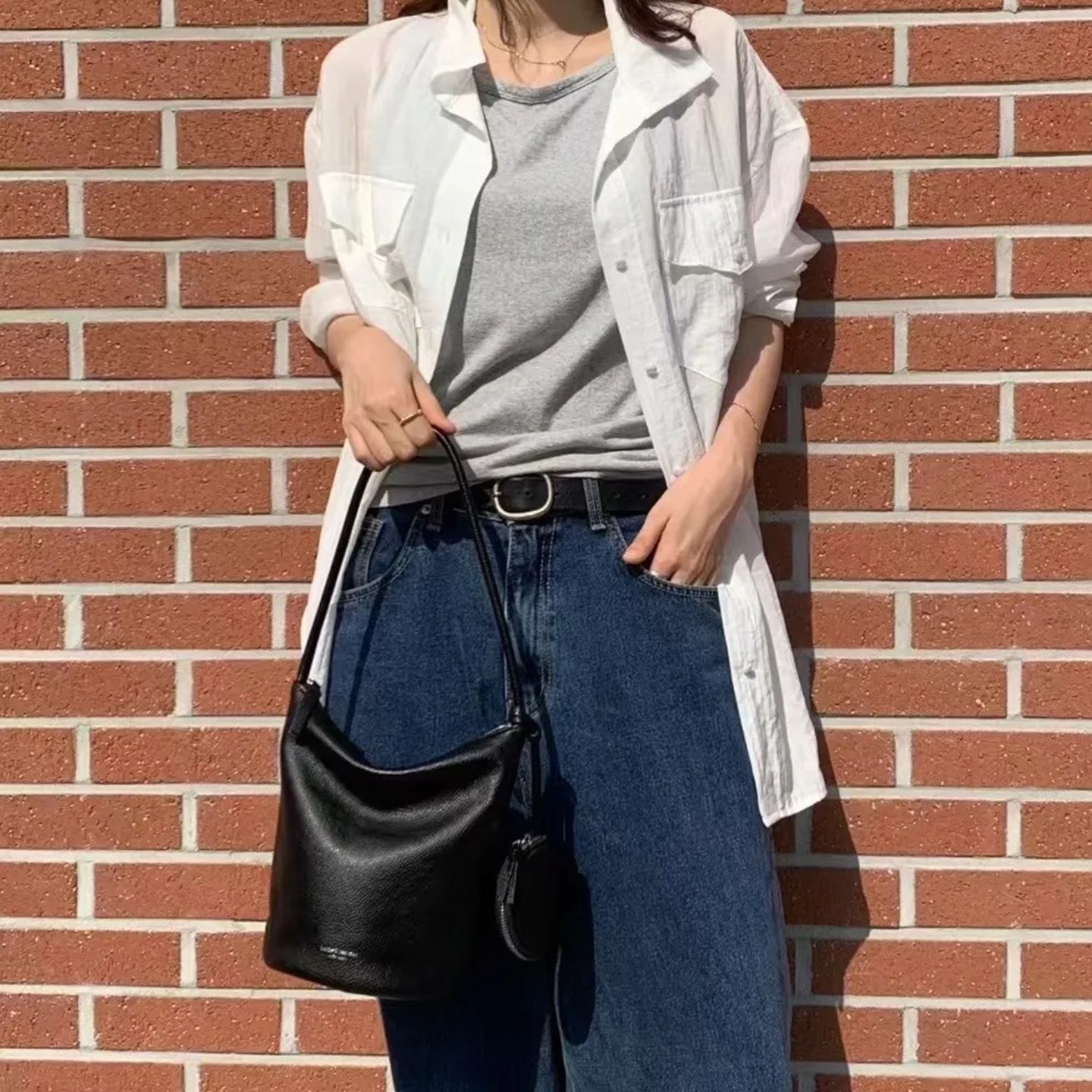 ★ 韓國設計師真皮拉鍊水桶包-限時團購