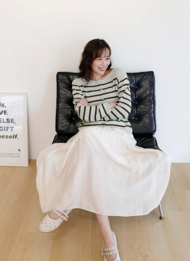 BS韓國條紋開襟針織衫-4色