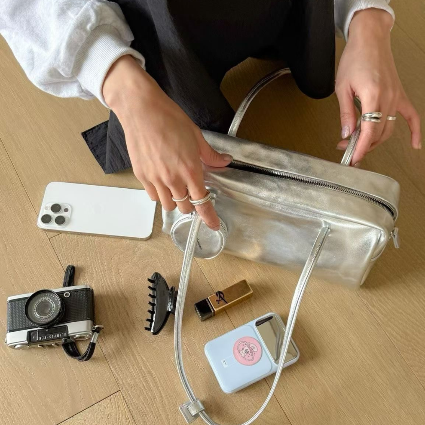 ★ 韓國設計師真皮吐司肩背包-四色