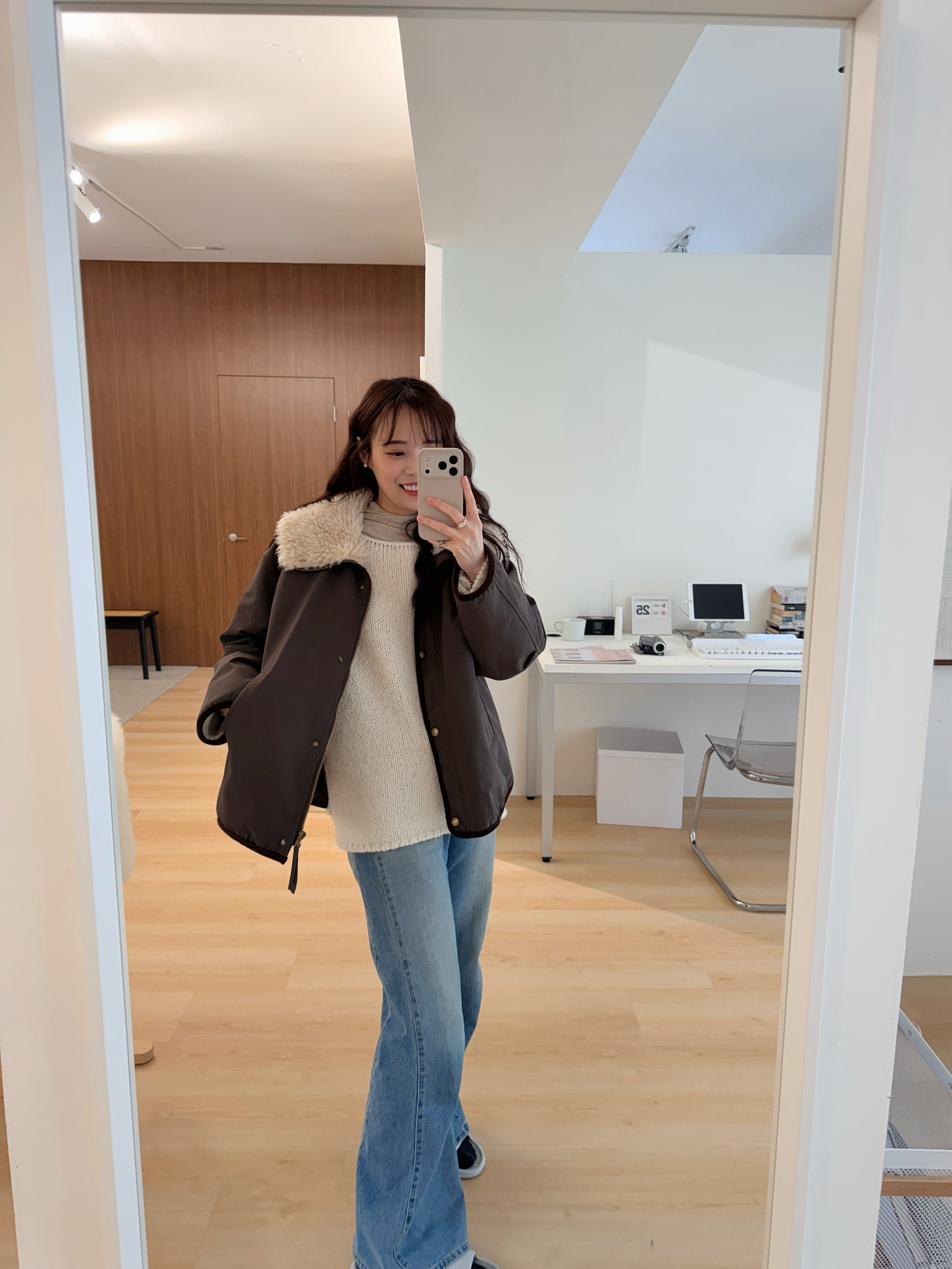 ★ 韓國撞色鴨絨外套-毛領不可拆