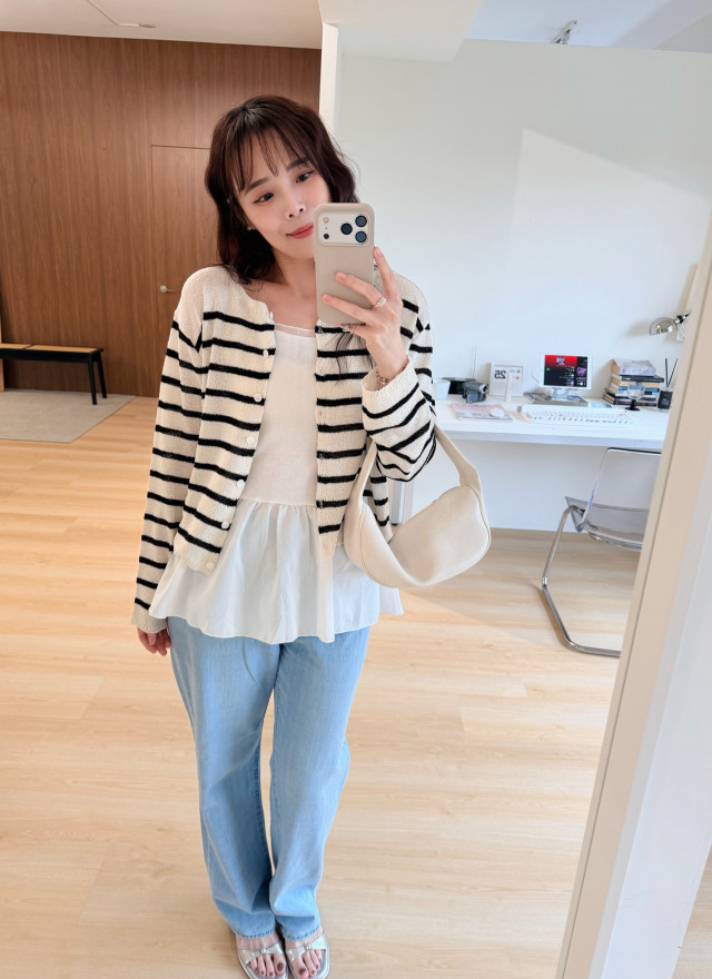 BS韓國蕾絲層擺細肩上衣