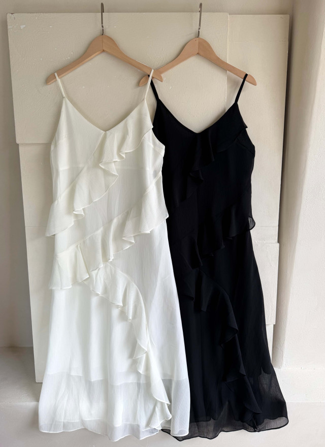 BS韓國荷葉細肩洋裝(兩色)