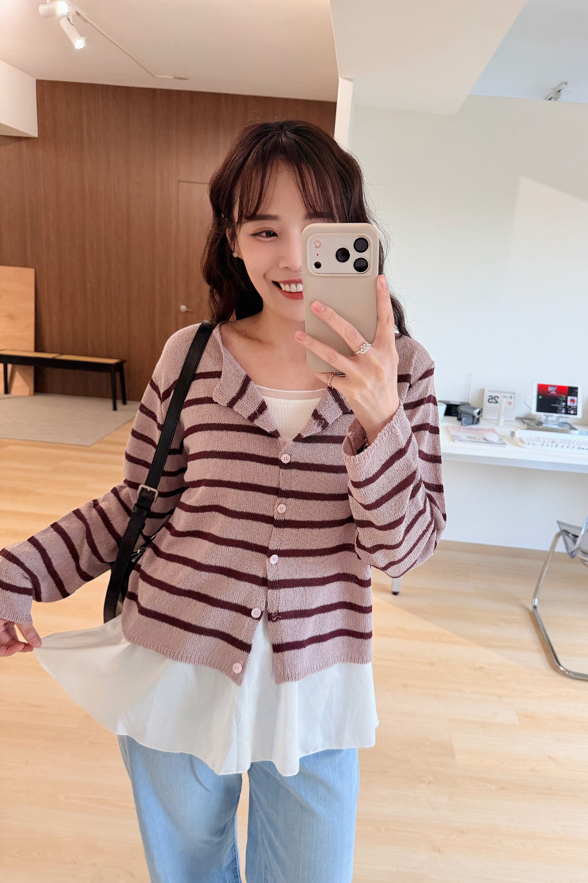 BS韓國條紋開襟針織衫-4色