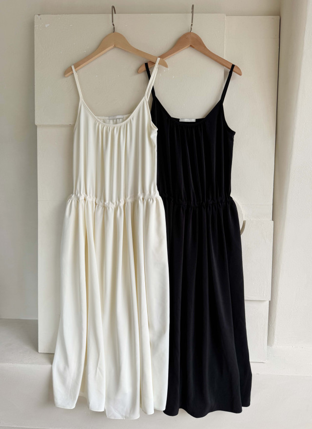 BS韓國高垂墜細肩抽繩洋裝(兩色)