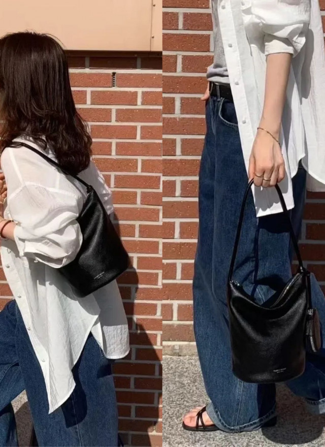 ★ 韓國設計師真皮拉鍊水桶包-限時團購