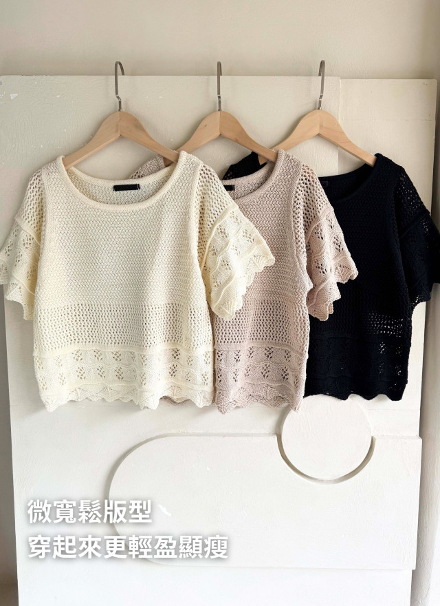 BS韓國艾妮鏤空織紋上衣(三色)