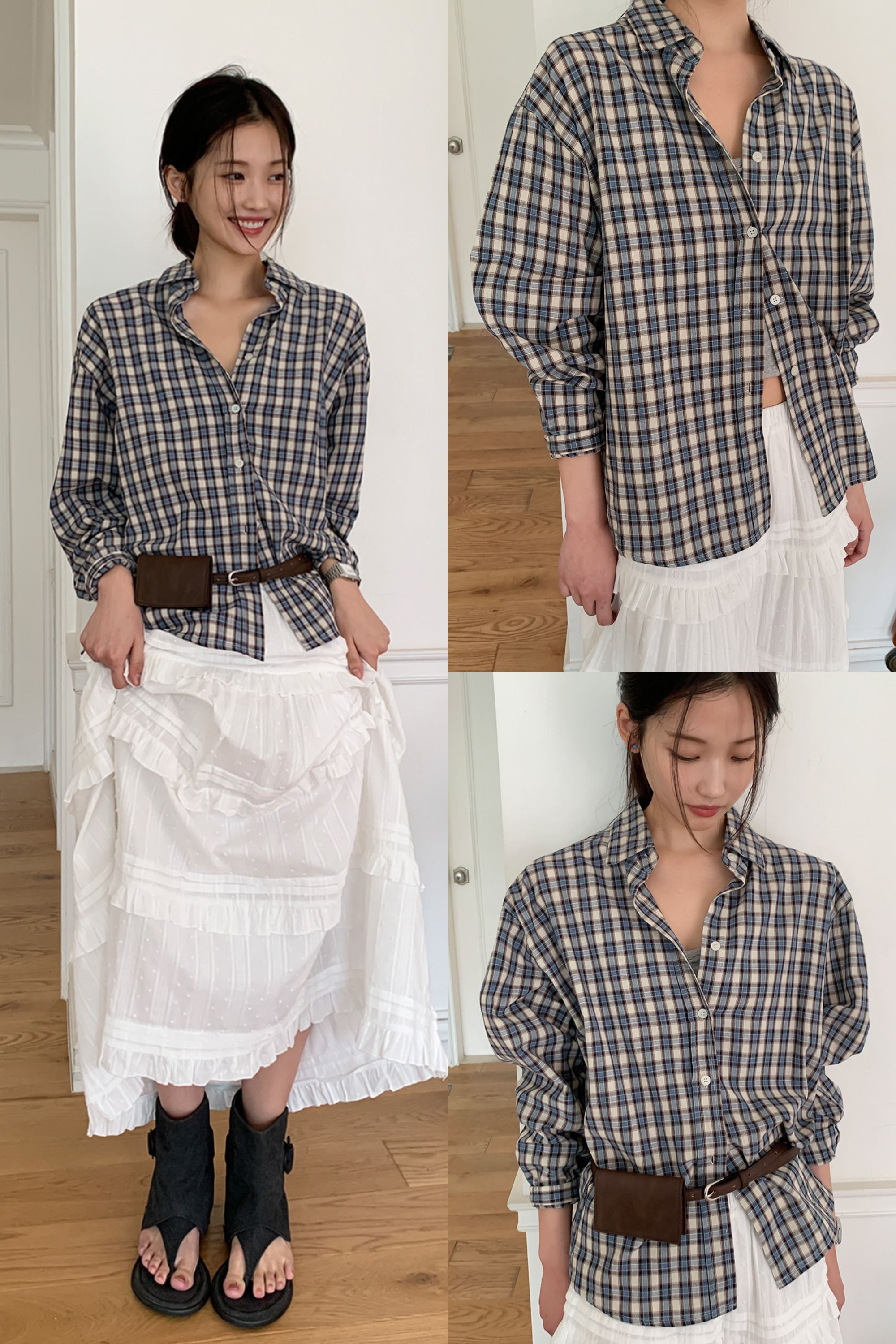 BS韓國復古小格襯衫(兩色)