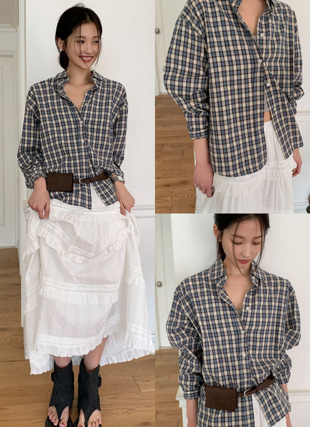 BS韓國復古小格襯衫(兩色)