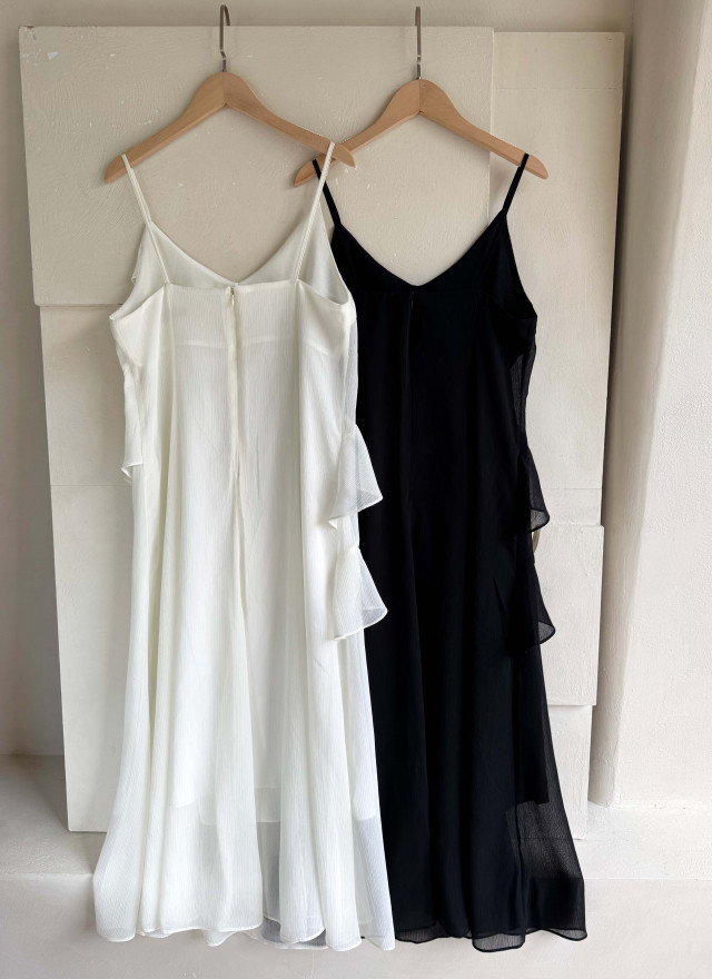 BS韓國荷葉細肩洋裝(兩色)