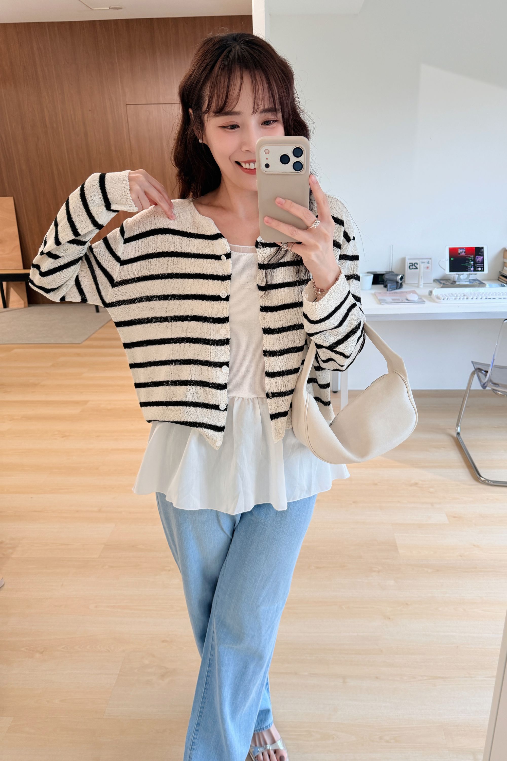 BS韓國條紋開襟針織衫-4色