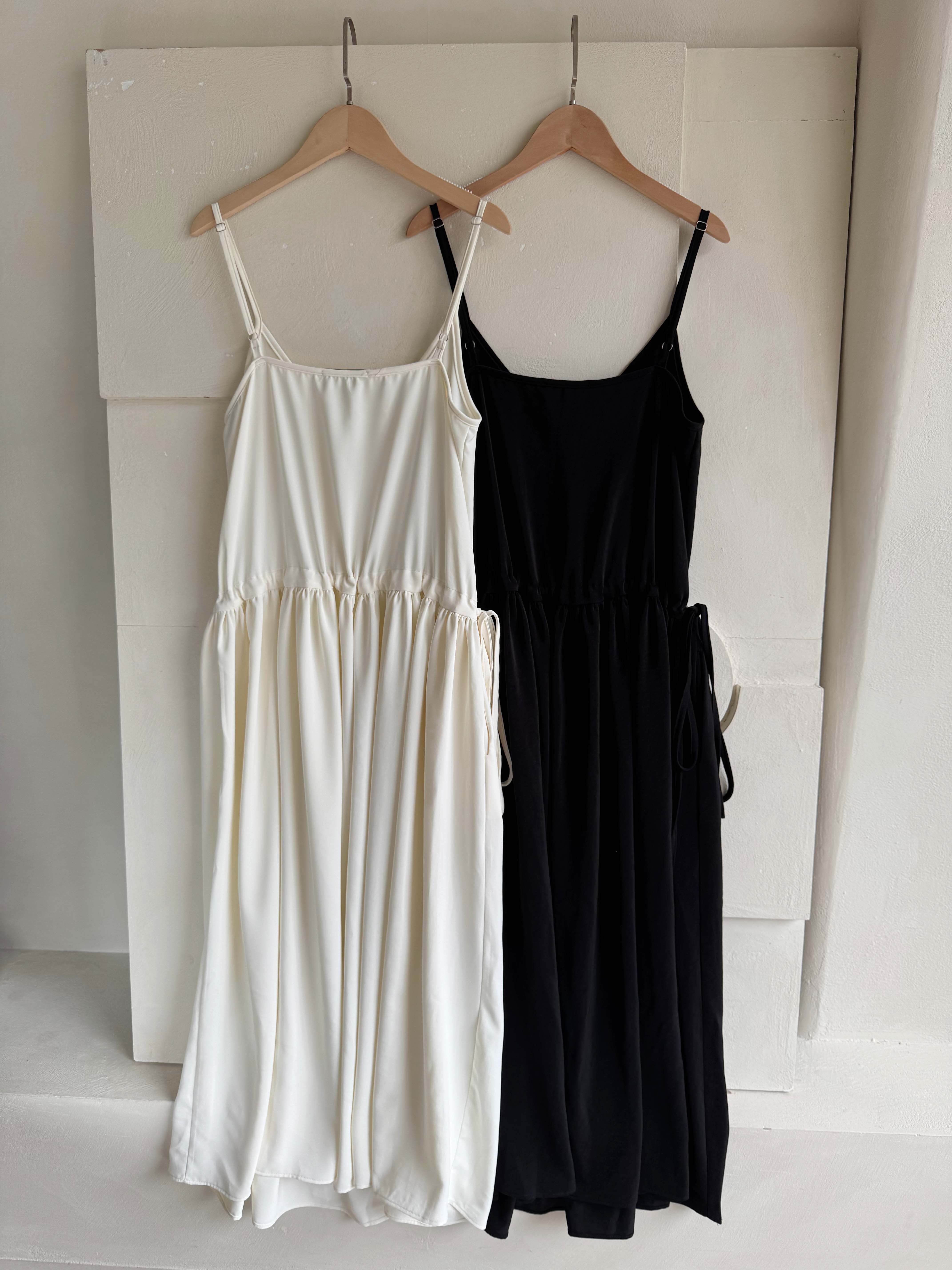 BS韓國高垂墜細肩抽繩洋裝(兩色)