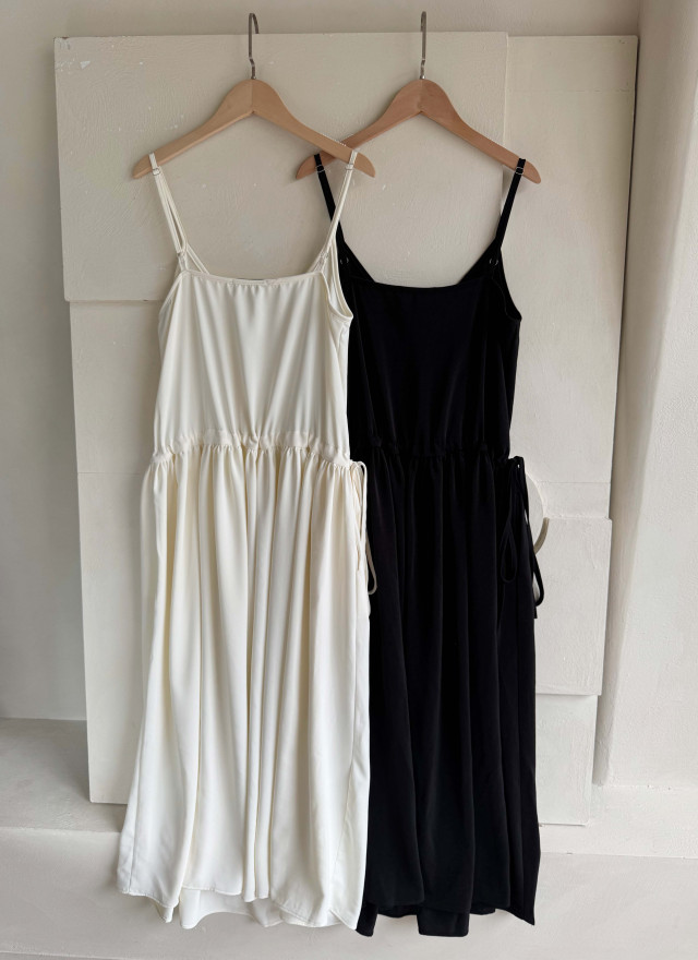 BS韓國高垂墜細肩抽繩洋裝(兩色)