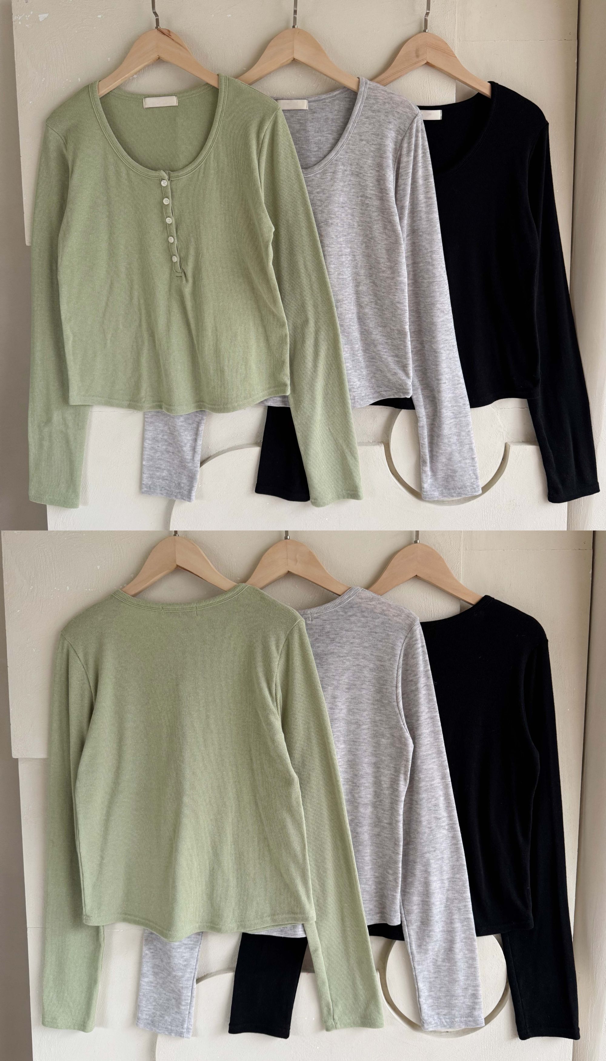 BS韓國排釦長袖上衣(三色)