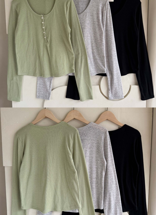 BS韓國排釦長袖上衣(三色)