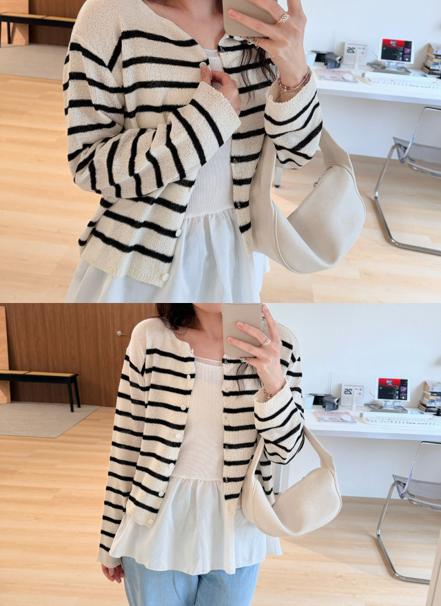 BS韓國條紋開襟針織衫-4色