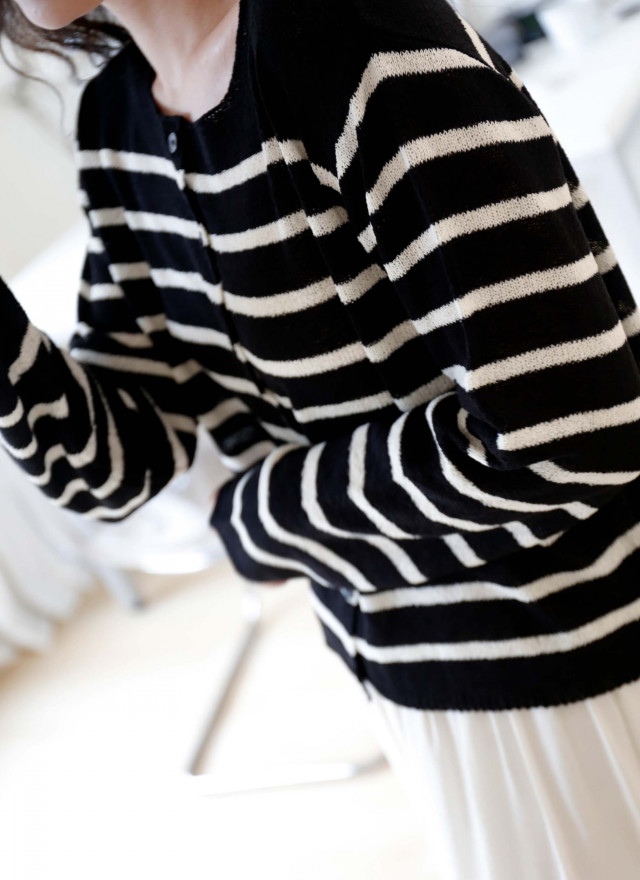 BS韓國條紋開襟針織衫-4色