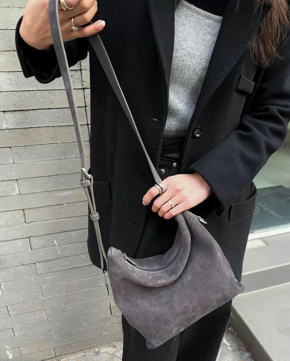 韓國設計師真皮拉鍊包-可斜背-限時團購