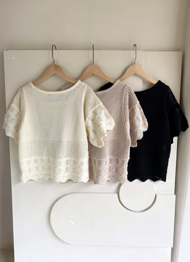 BS韓國艾妮鏤空織紋上衣(三色)