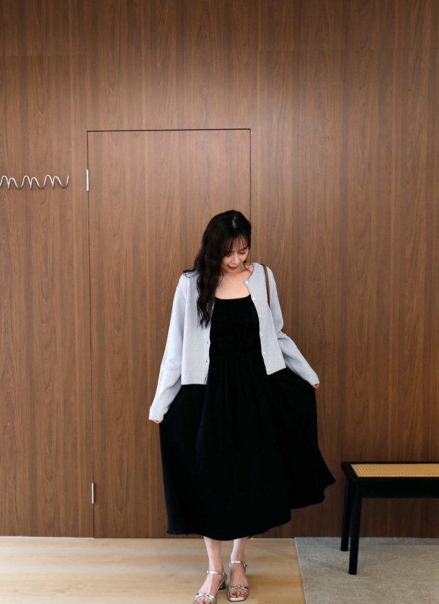 BS韓國高垂墜細肩抽繩洋裝(兩色)