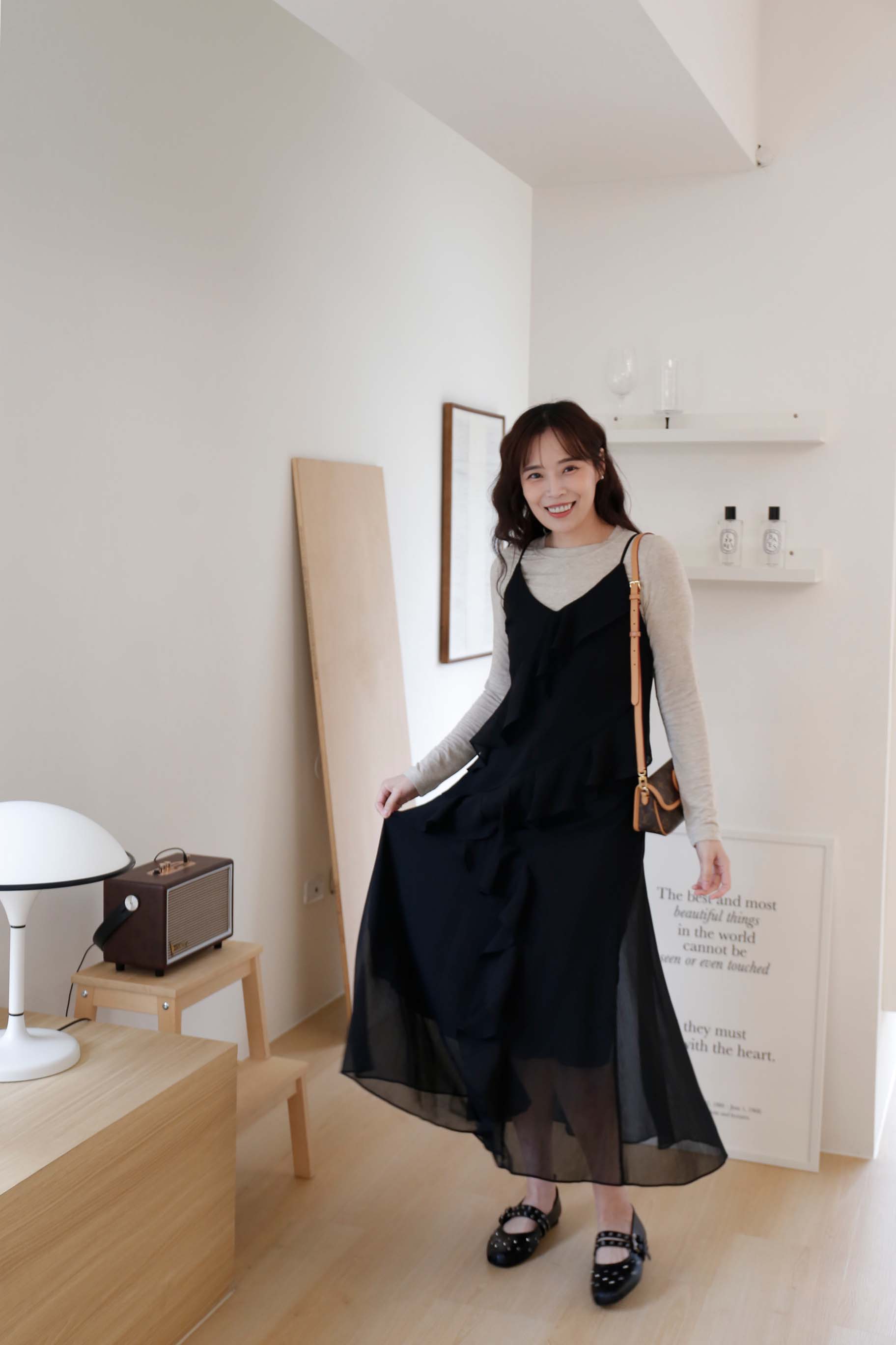 BS韓國荷葉細肩洋裝(兩色)