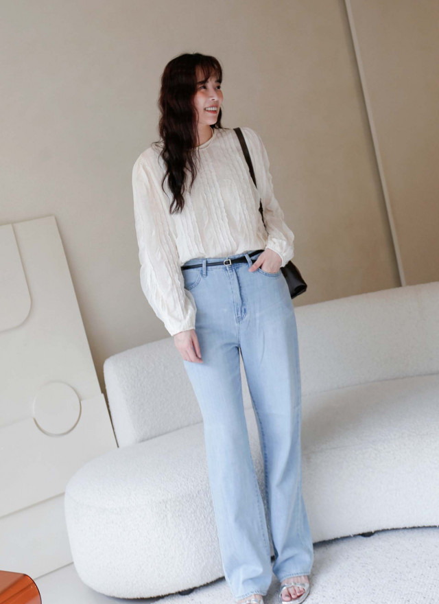 BS韓國曼柔微蓬袖上衣(兩色)