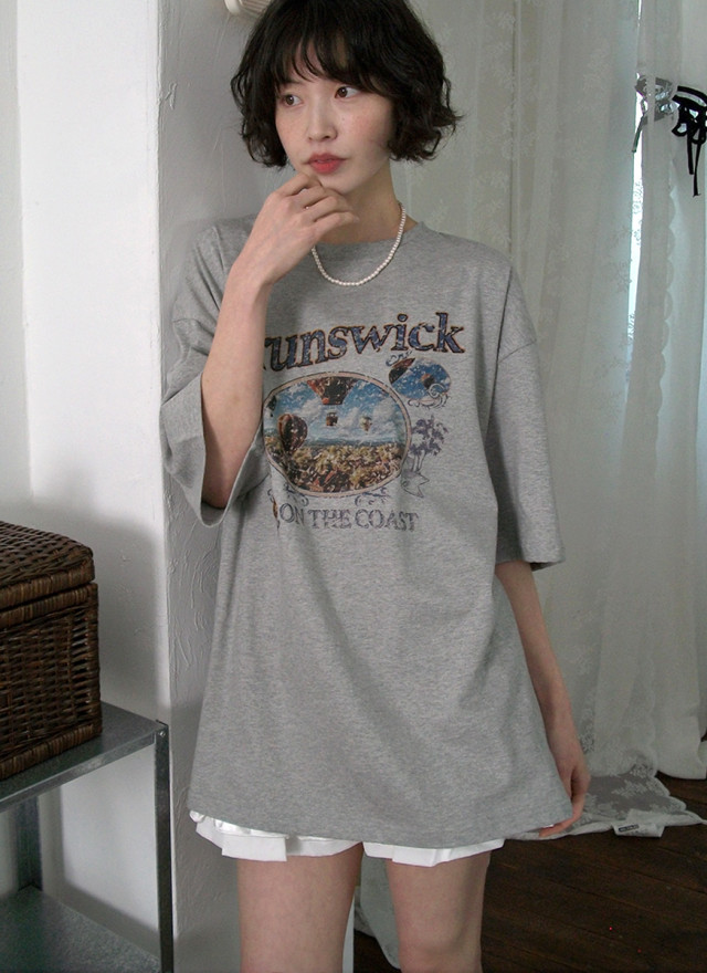 BS韓國復古印花寬版T(兩色)