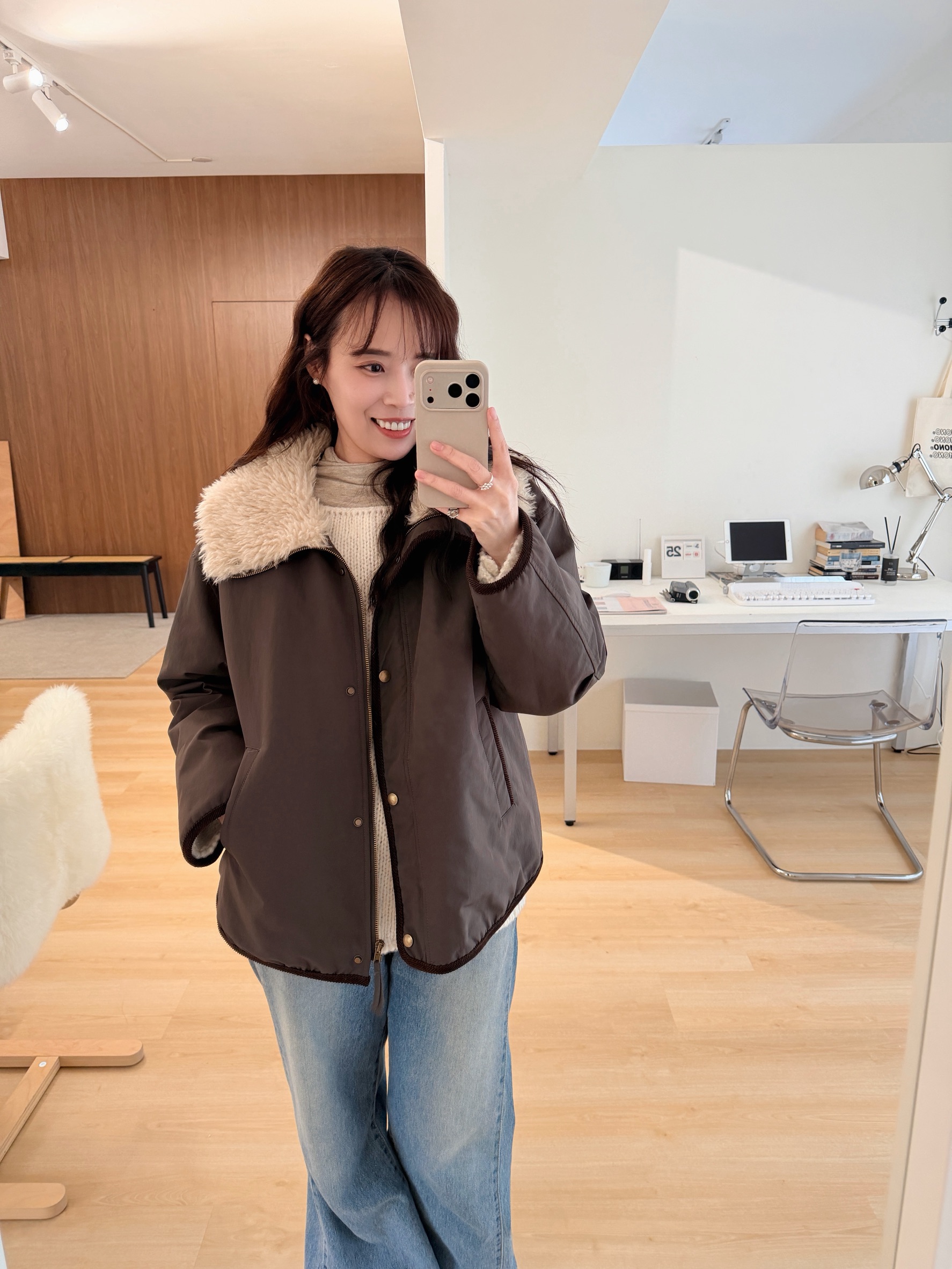 ★ 韓國撞色鴨絨外套-毛領不可拆