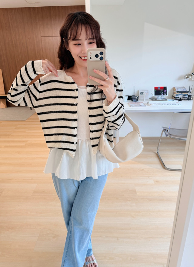 BS韓國蕾絲層擺細肩上衣