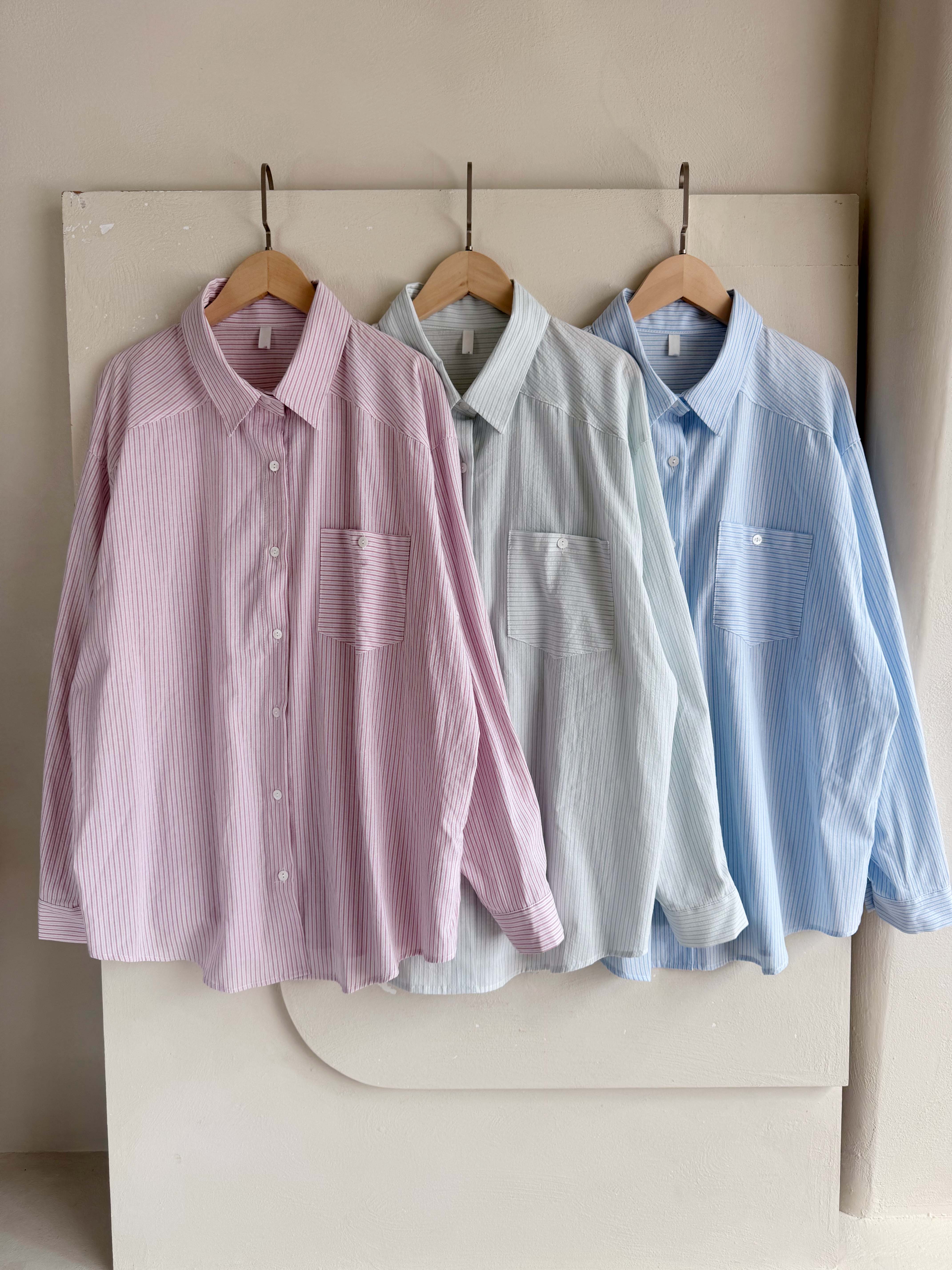 BS韓國緹安直紋襯衫(三色)