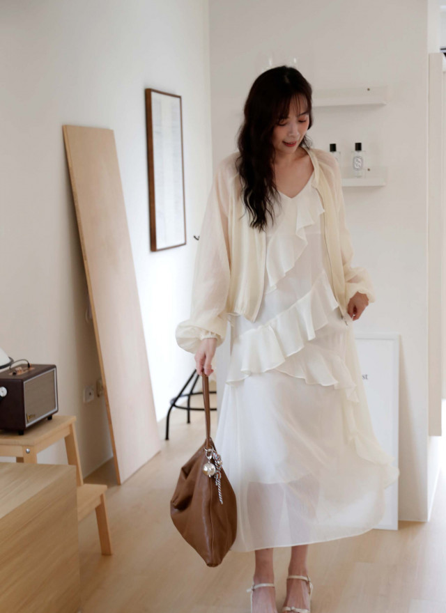 BS韓國荷葉細肩洋裝(兩色)