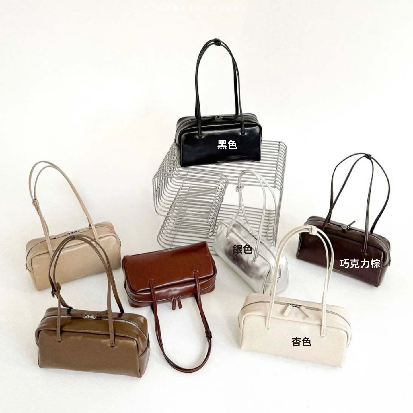 ★ 韓國設計師真皮吐司肩背包-四色