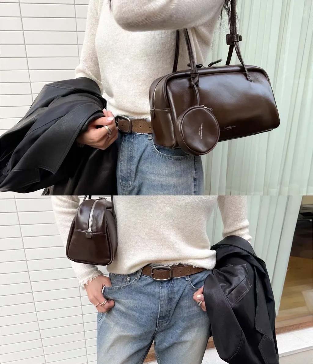 ★ 韓國設計師真皮吐司肩背包-四色