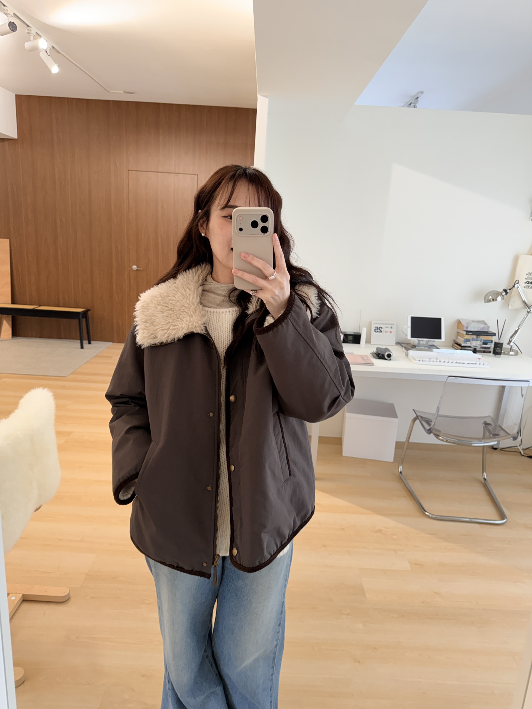 ★ 韓國撞色鴨絨外套-毛領不可拆