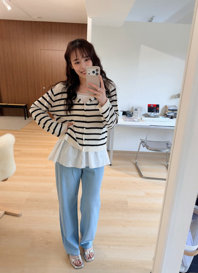 BS韓國蕾絲層擺細肩上衣