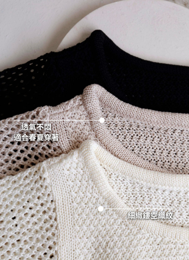 BS韓國艾妮鏤空織紋上衣(三色)
