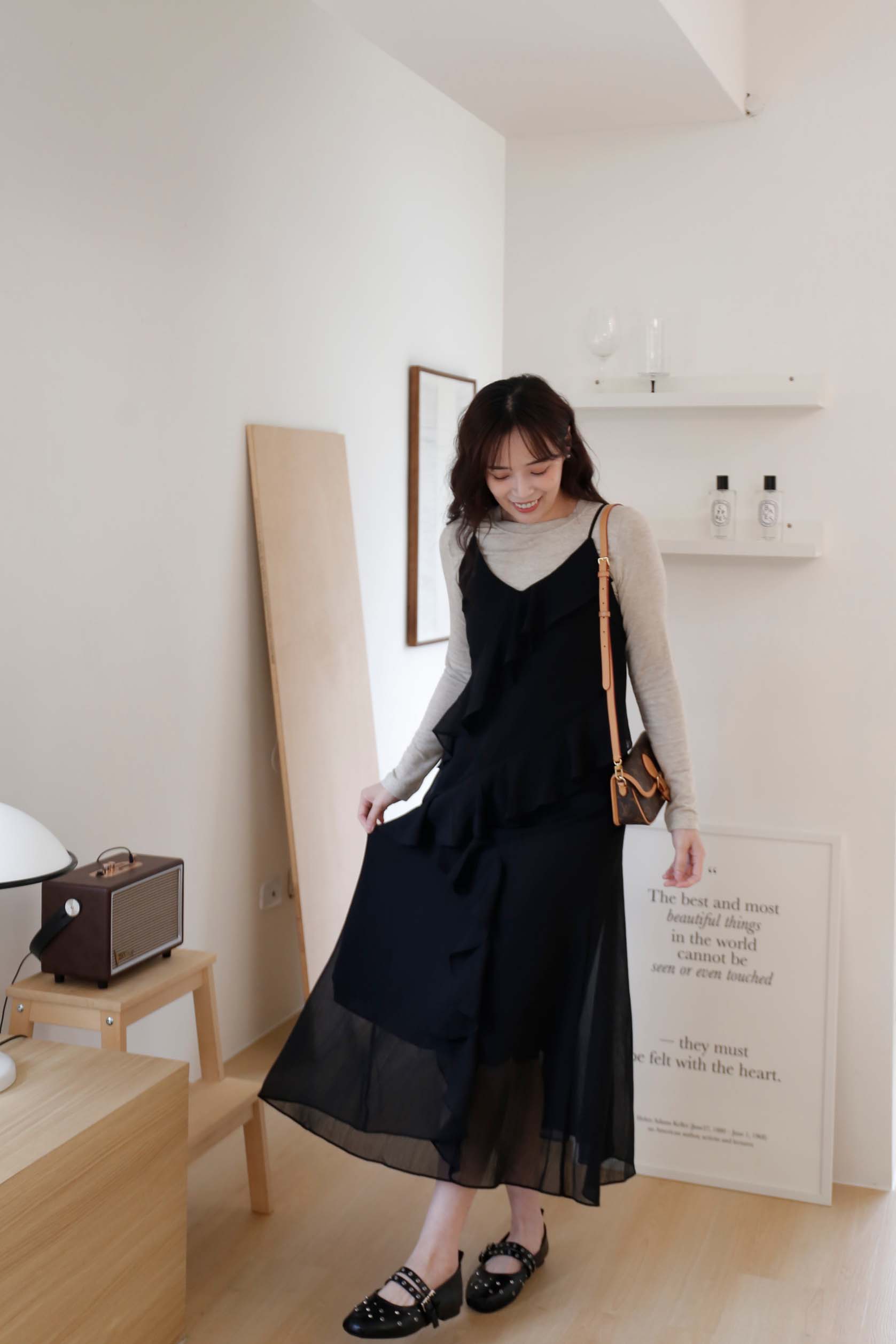 BS韓國荷葉細肩洋裝(兩色)