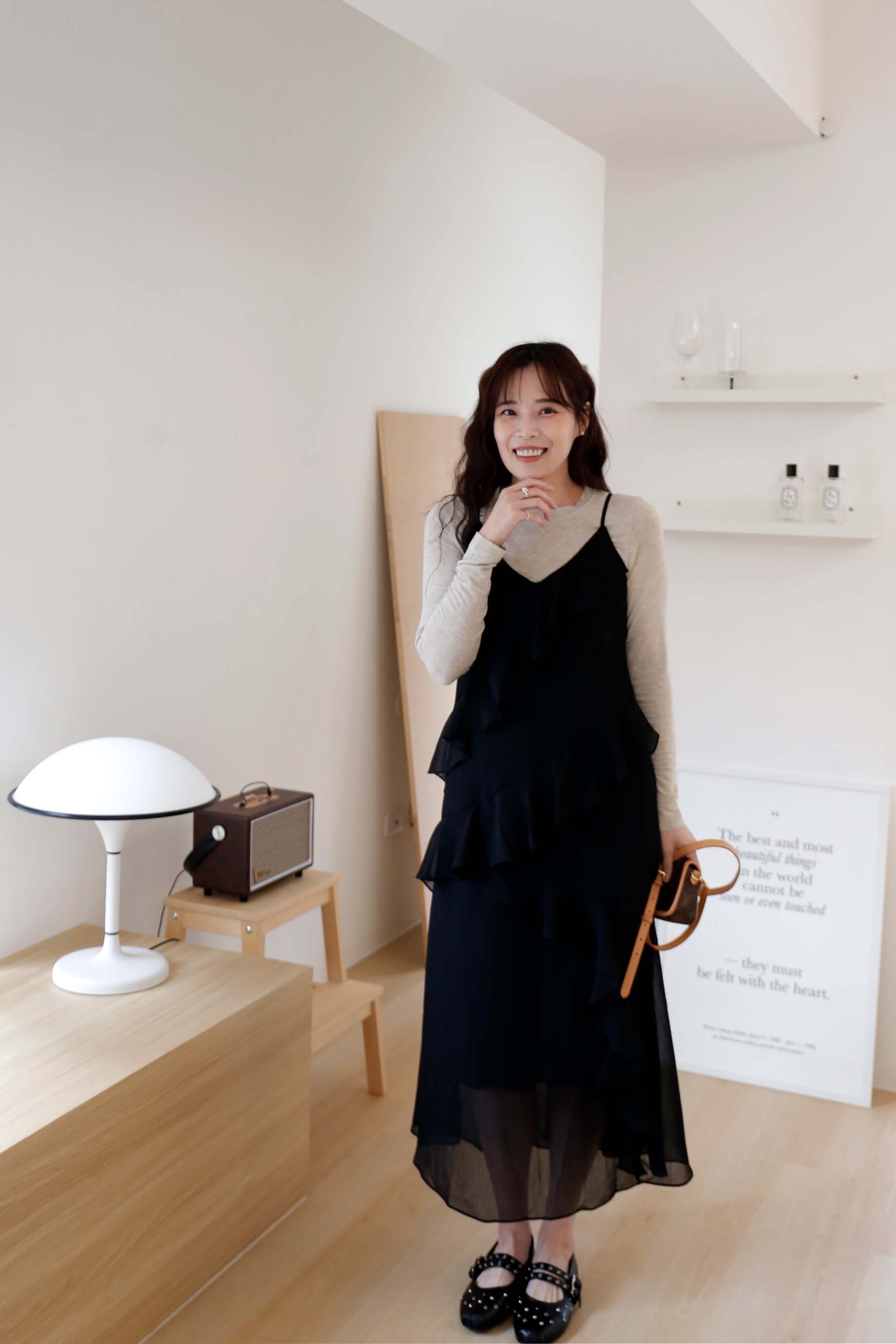 BS韓國荷葉細肩洋裝(兩色)