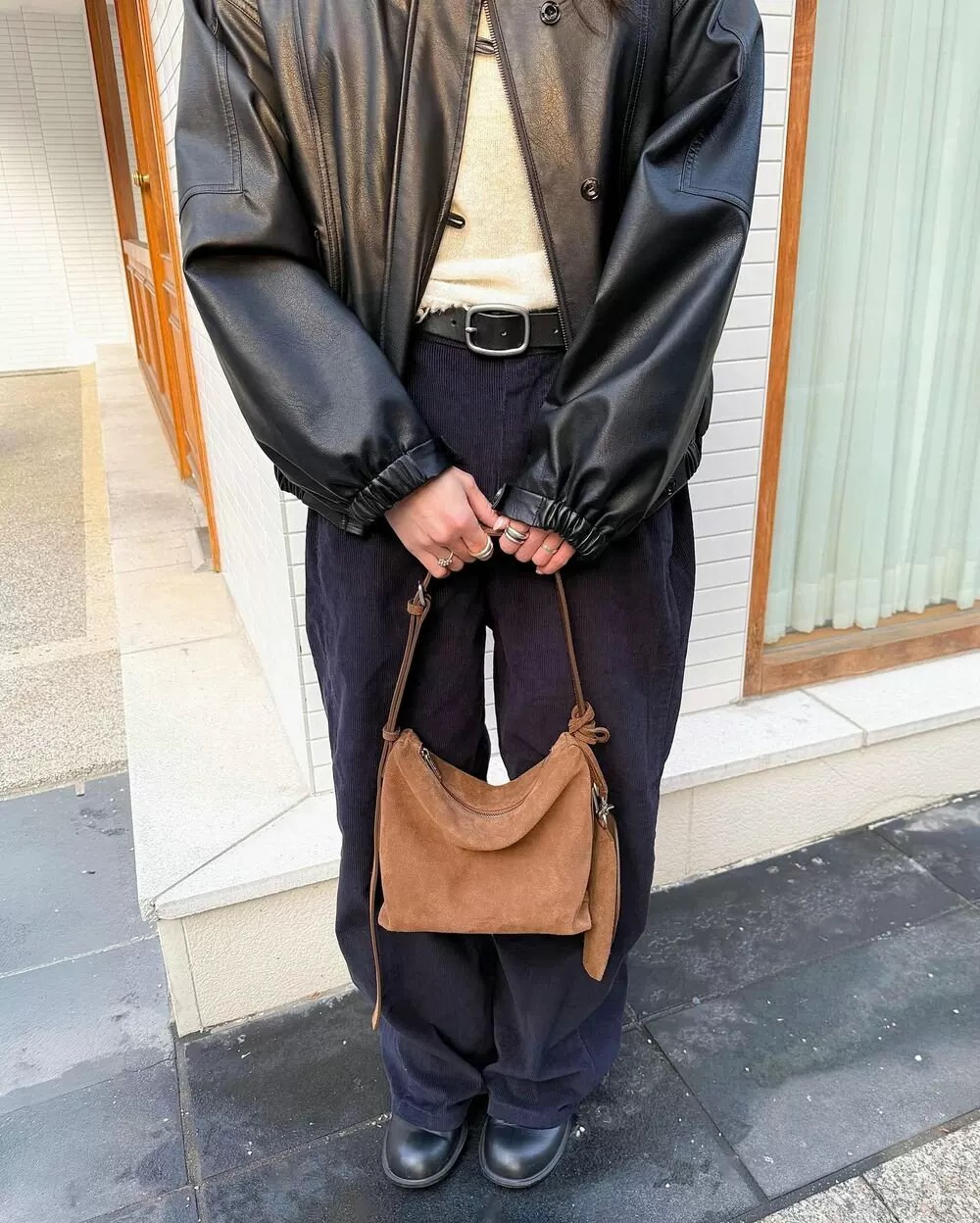 韓國設計師真皮拉鍊包-可斜背-限時團購