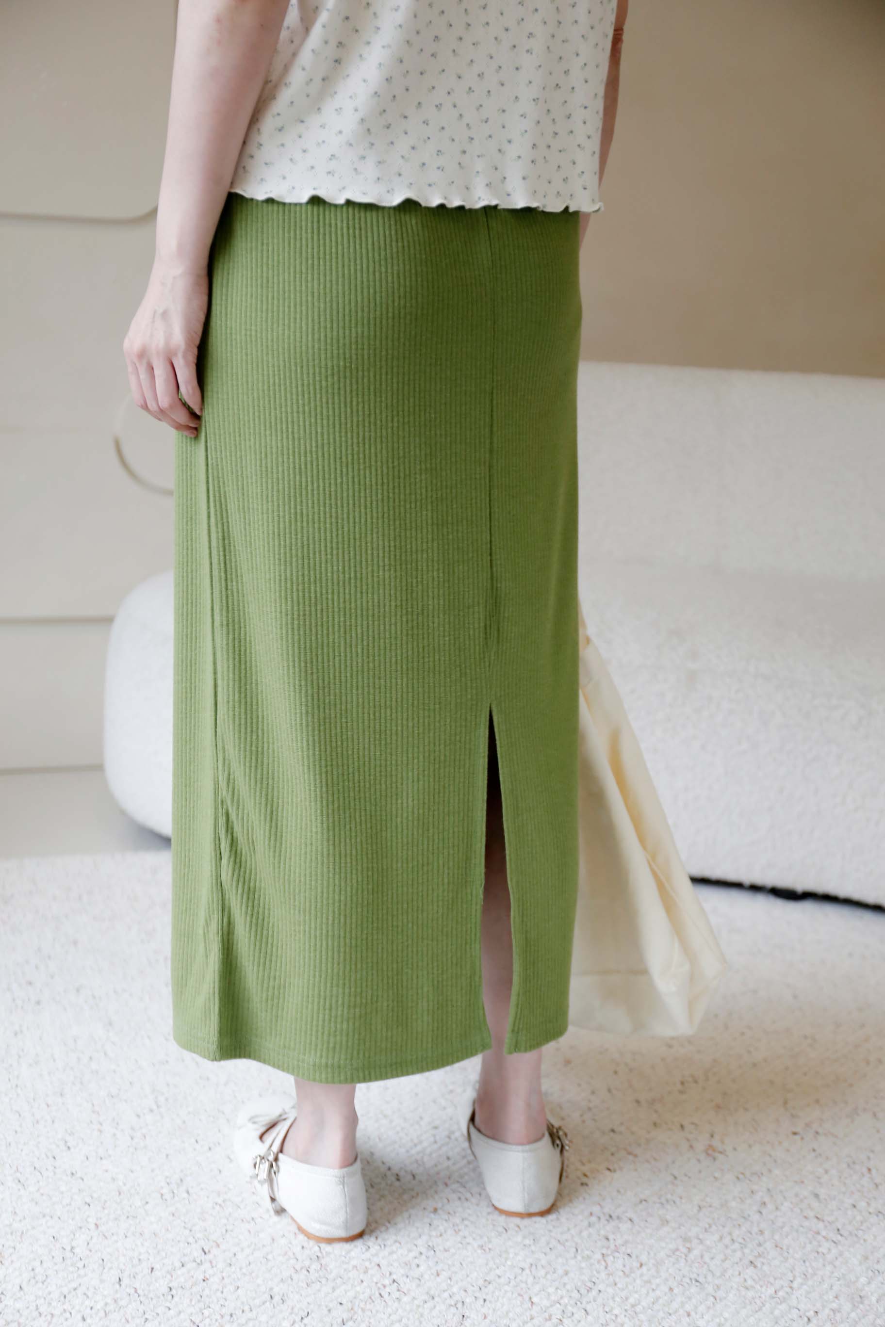 BS韓國映禾羅紋後開衩長裙(兩色)