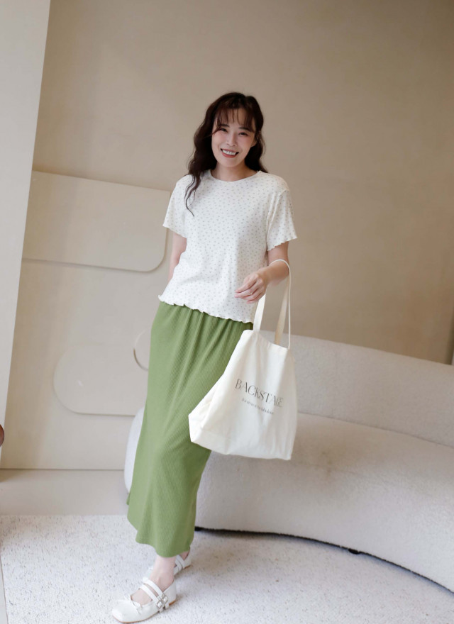 BS韓國映禾羅紋後開衩長裙(兩色)