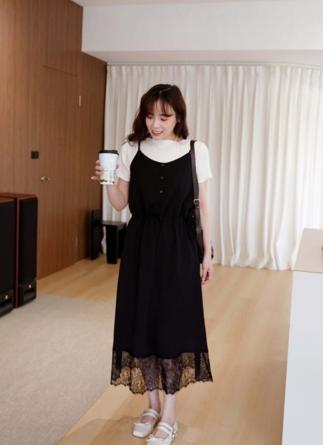 BS韓國瑞希拼接蕾絲洋裝