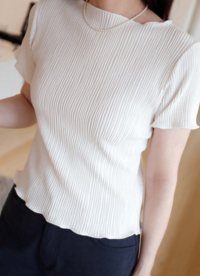 BS韓國恩彩捲邊直紋上衣(三色)