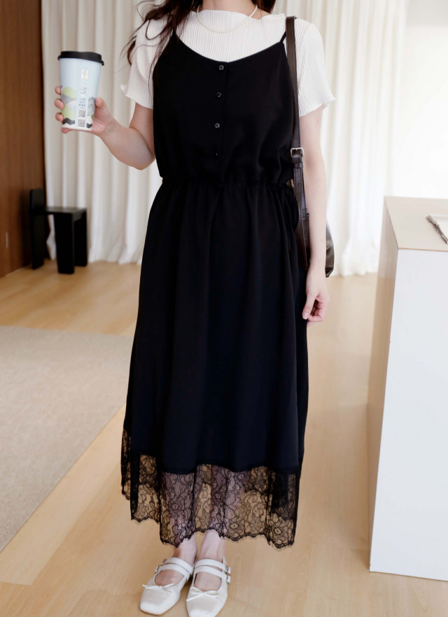 BS韓國瑞希拼接蕾絲洋裝