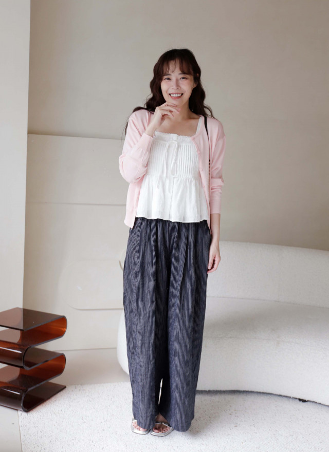 BS韓國藝真直紋寬褲(兩色)