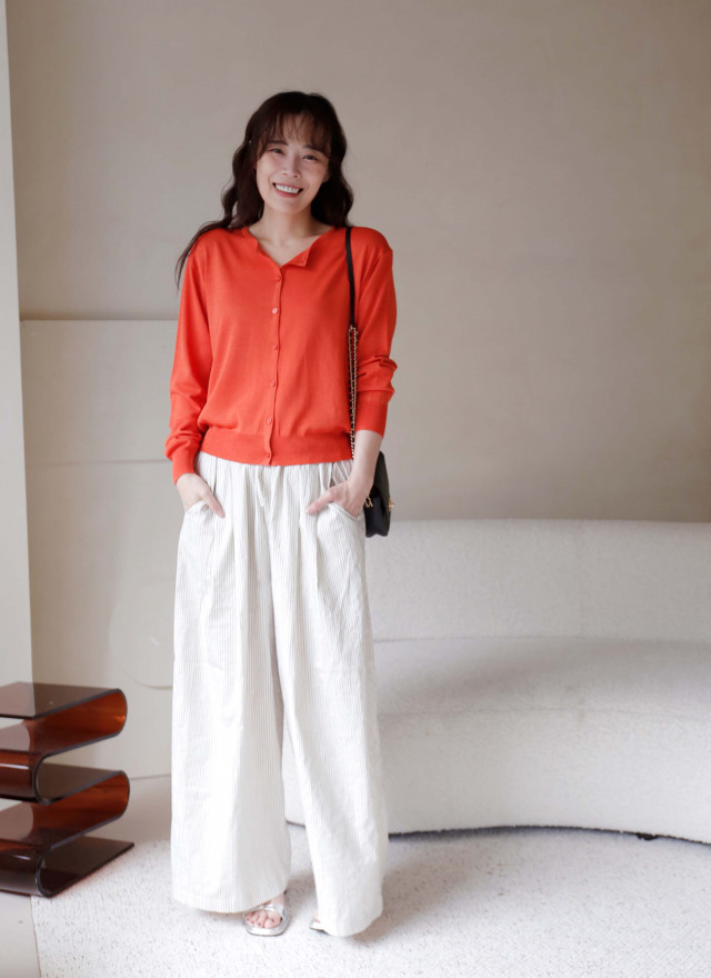 BS韓國藝真直紋寬褲(兩色)