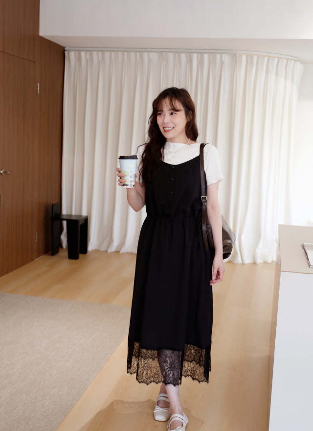 BS韓國瑞希拼接蕾絲洋裝