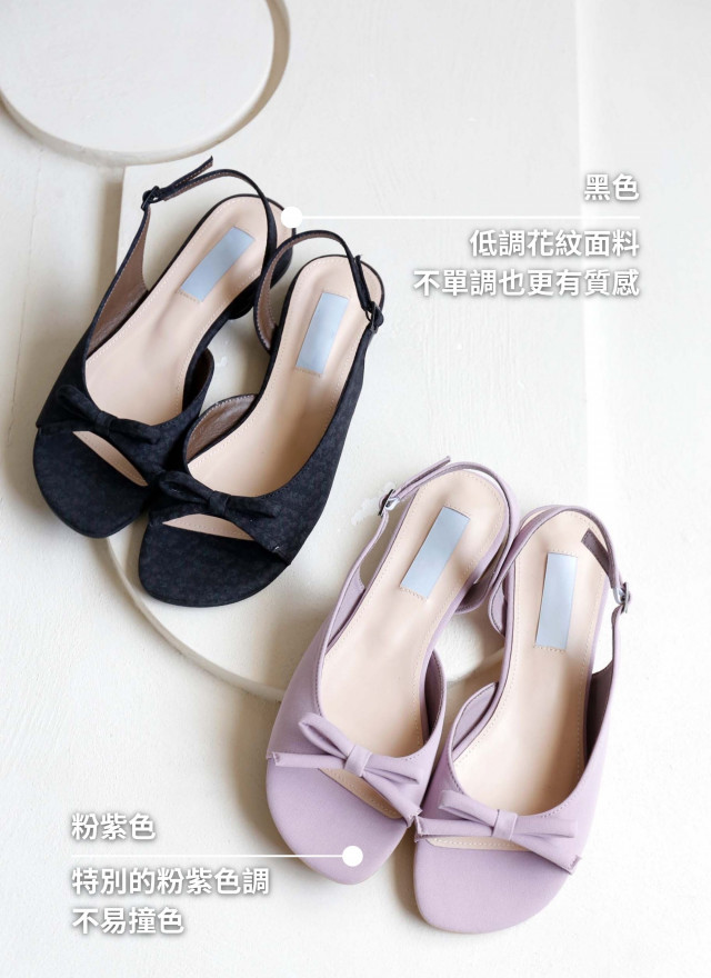 BS韓國采琳蝴蝶結後繫帶涼鞋(兩色)