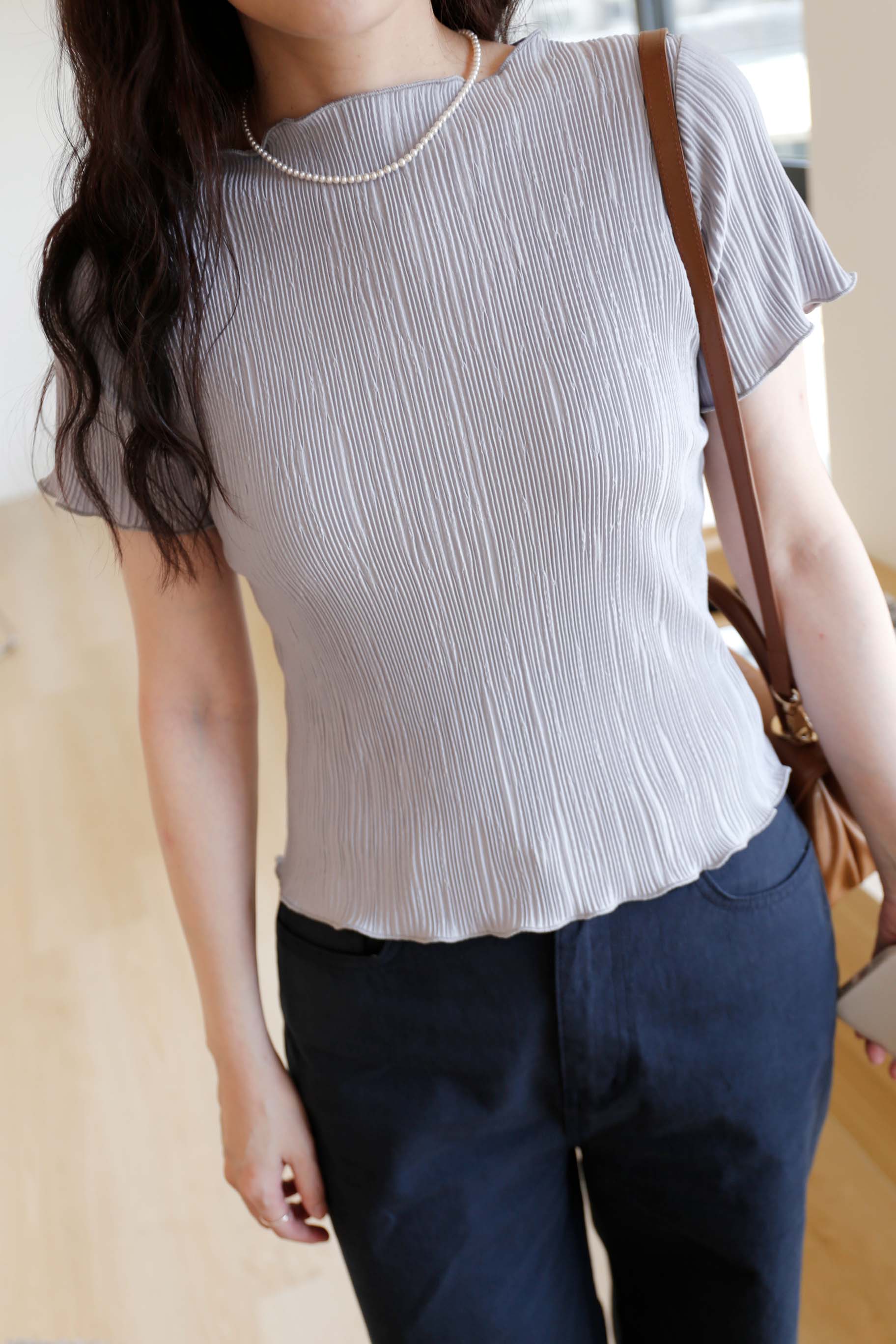 BS韓國恩彩捲邊直紋上衣(三色)