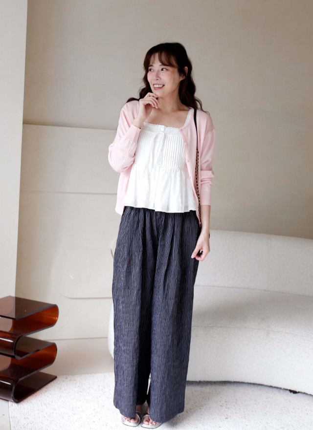 BS韓國藝真直紋寬褲(兩色)